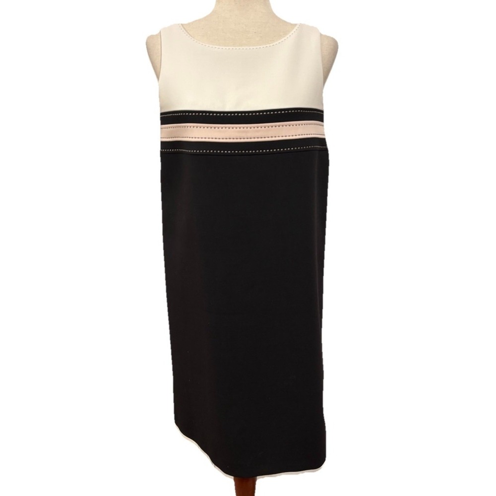 PAULE KA Color Block Sleeveless Dress Blue Ivory Pink Women's‎ 40 US 8 EUC
